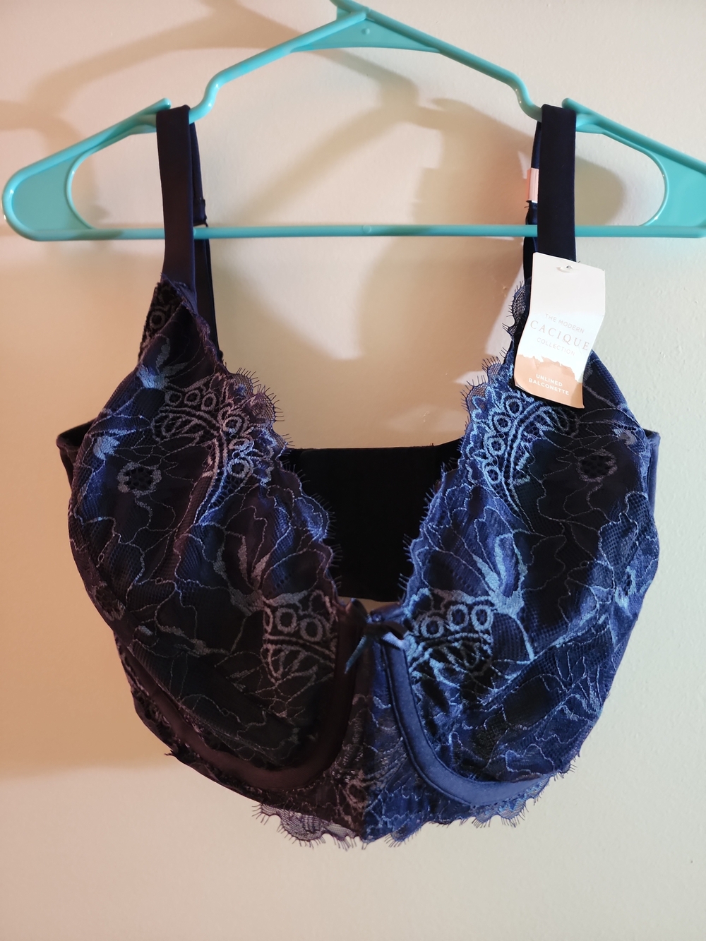 Cacique  Unlined  Balconette Lace Underwire Bra - Navy